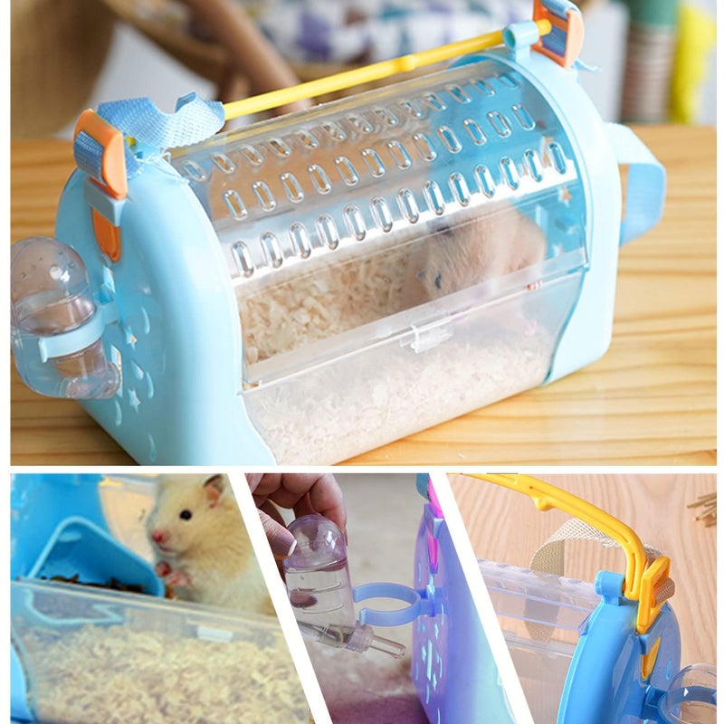 kathson Portable Hamster Cage Dwarf Hamster Carry Travel Cage with Water Bottle Food Bowl Adjustable Strap Pet Outgoing Cage for Gerbil Hedgehog Mice Squirrel - Image 2